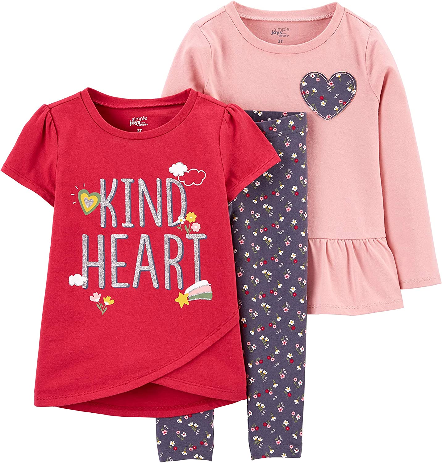 230816074401618_1 Simple Joys by Carter's Toddlers and Baby Girls' 3-Piece Playwear Set - Image 1